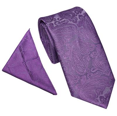 Purple paisley tie set