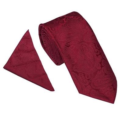 Red paisley tie set