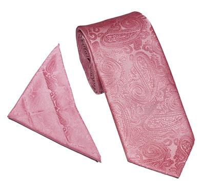 Pink paisley tie set