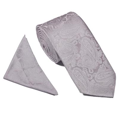 Silver paisley tie set