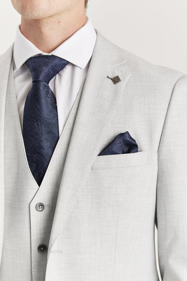 Belmont Silver Jacket & Waistcoat - Navy Trousers