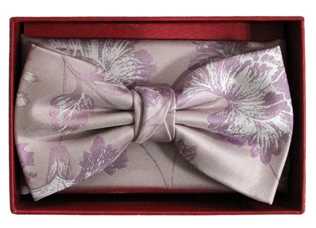 silk bow and hanky set pink