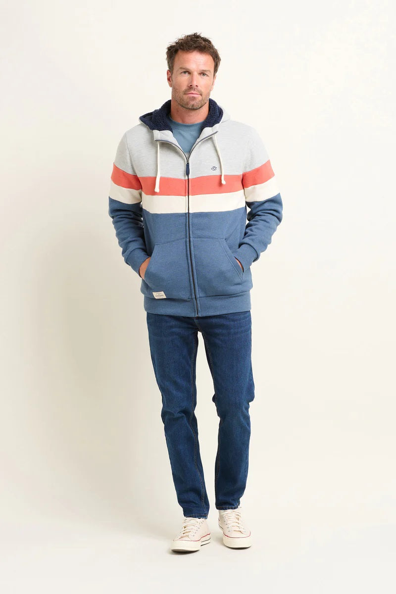 Colour Block Zip Through Hoody