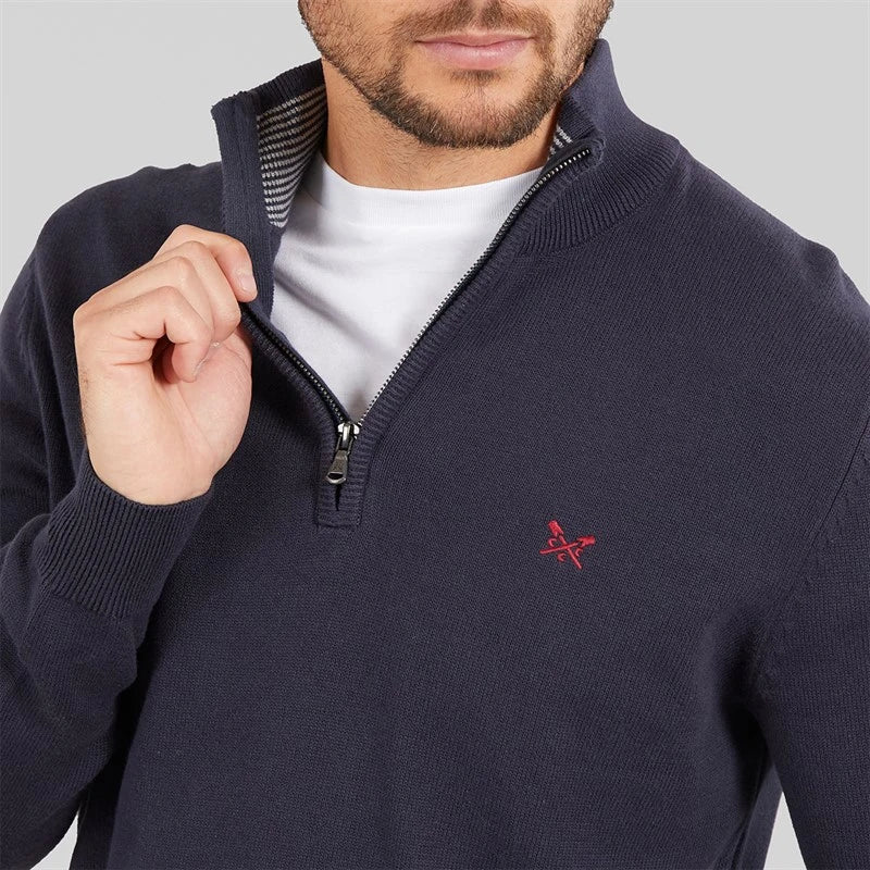 Classic Half Zip Jumper in Navy