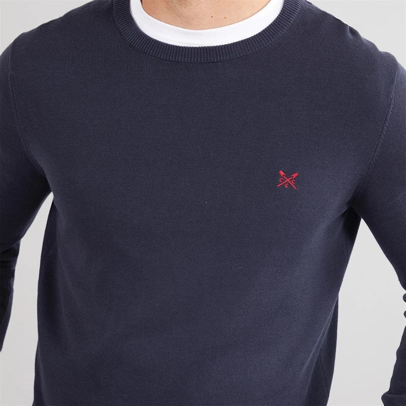 Cotton Crew Neck Jumper in Navy
