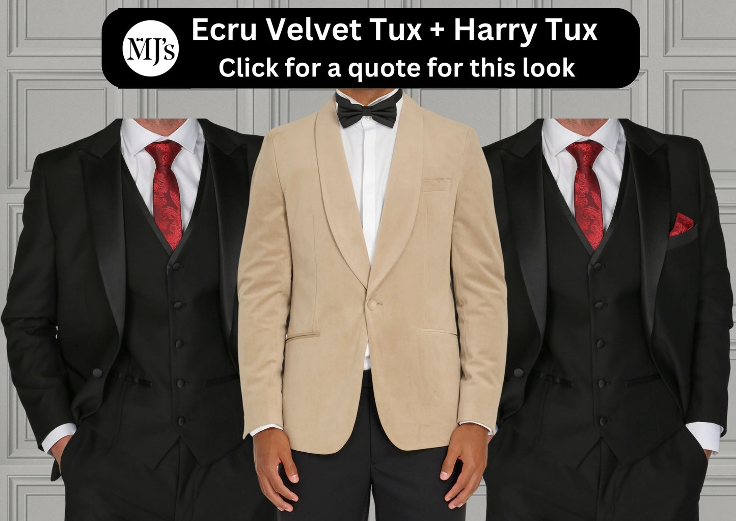 Ecru Velvet Tux + Harry Tux Wedding Quotation