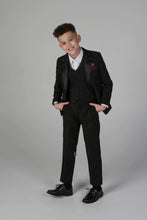 Load image into Gallery viewer, Black Velvet Tux Jacket and black satin waistcoat + Harry Tux Hire Wedding Quotation
