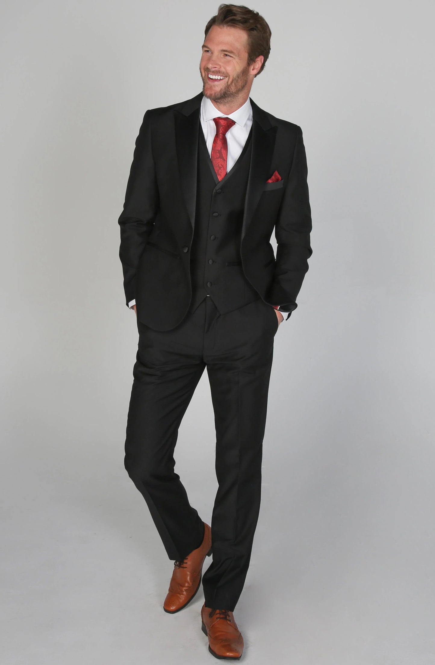 Harry black tux 3 piece suit for hire