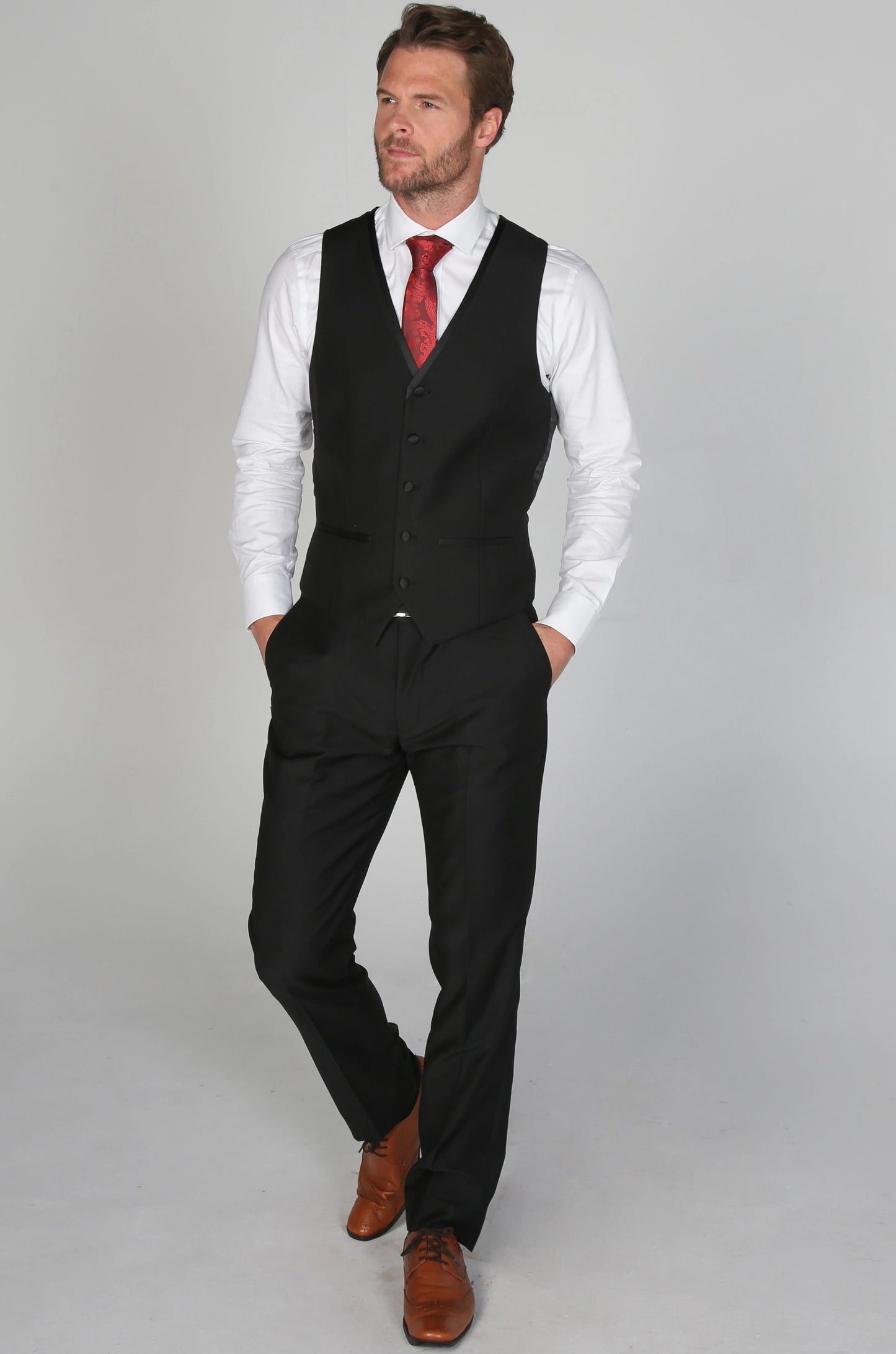 Harry black tux 3 piece suit for hire