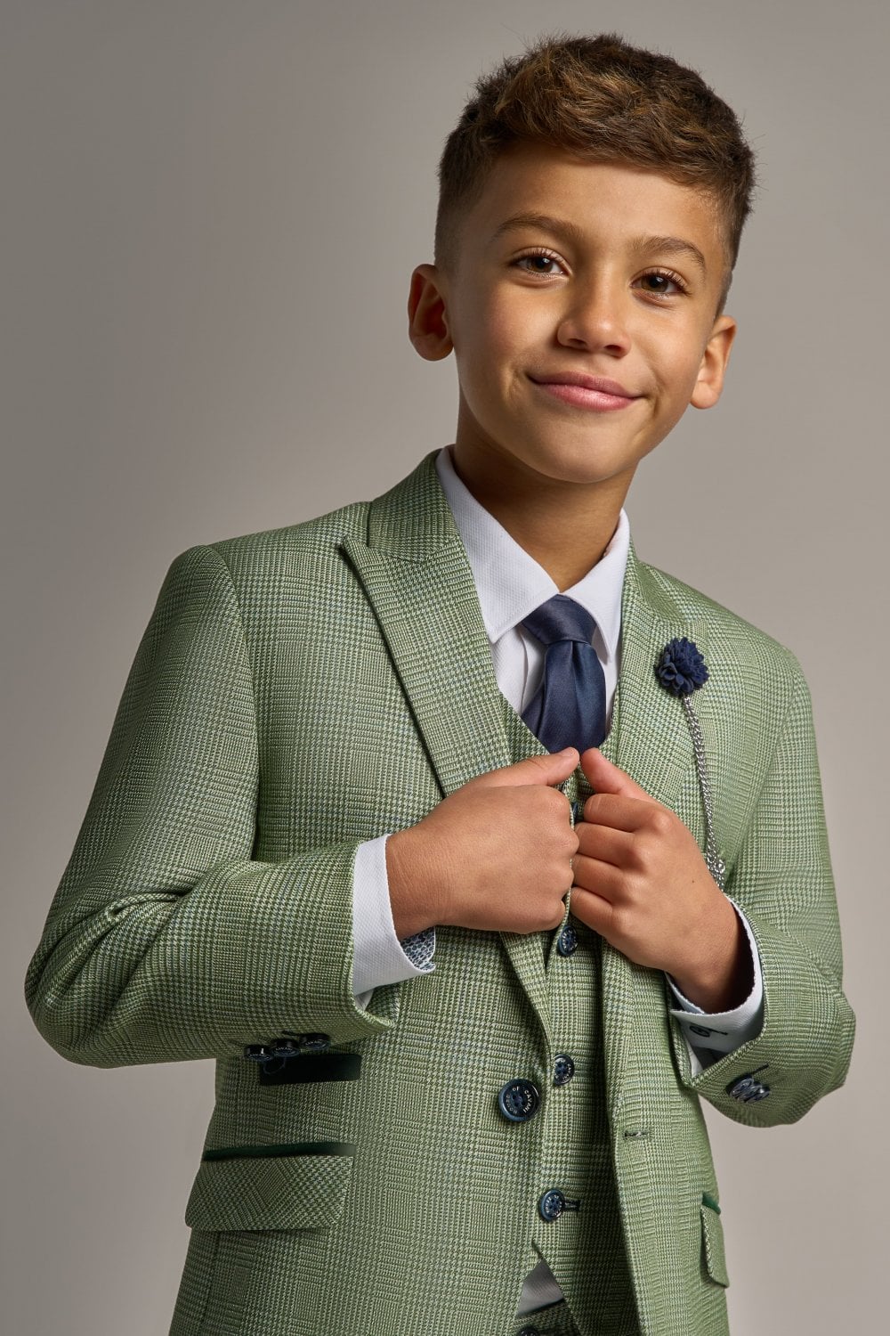 Boy's Caridi Sage Green 3 Piece Suit