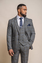Load image into Gallery viewer, Power Grey Checked 3 Piece suit for hire
