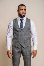 Load image into Gallery viewer, Power Grey Checked 3 Piece suit for hire
