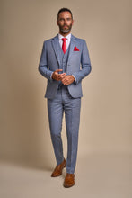 Load image into Gallery viewer, Wells Blue Tweed 3 Piece suit for hire (Price includes £40 deposit)
