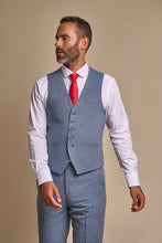 Load image into Gallery viewer, Cavani Wells Blue Tweed 3 Piece Slim Fit Suit
