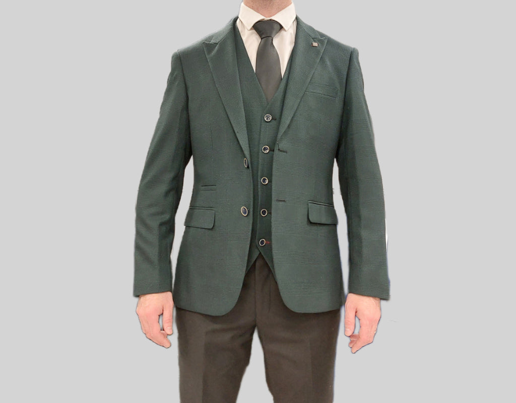 Jasper Green 3 Piece Suit With Black Trouser