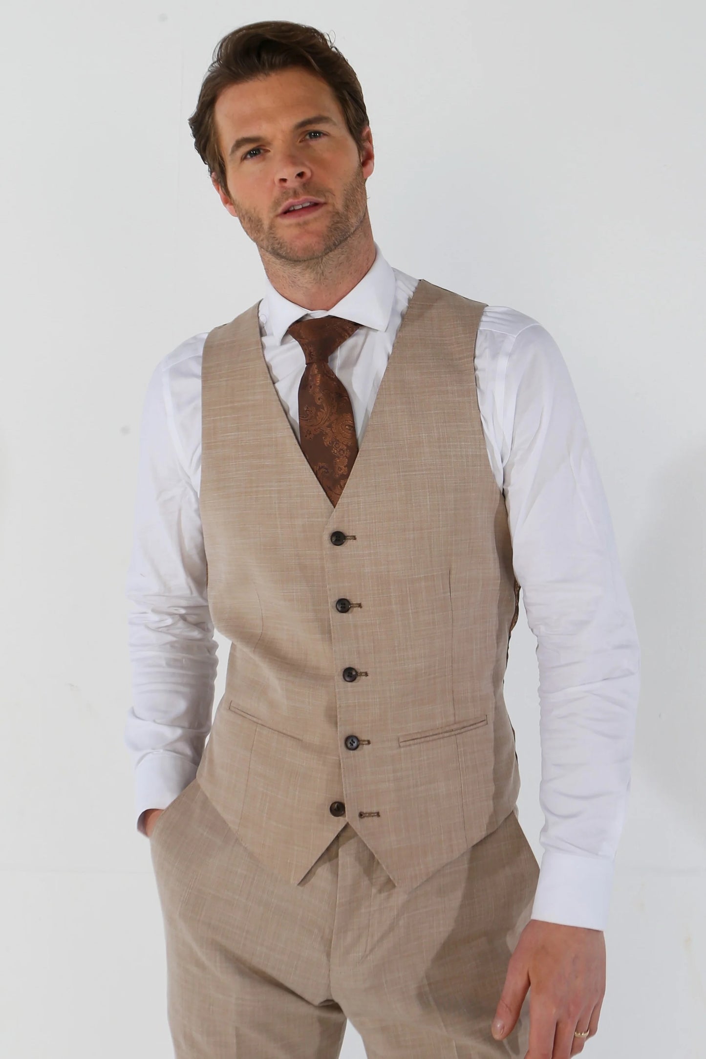 Calvin with Kurt Beige + Calvin Navy Hire Wedding Quotation
