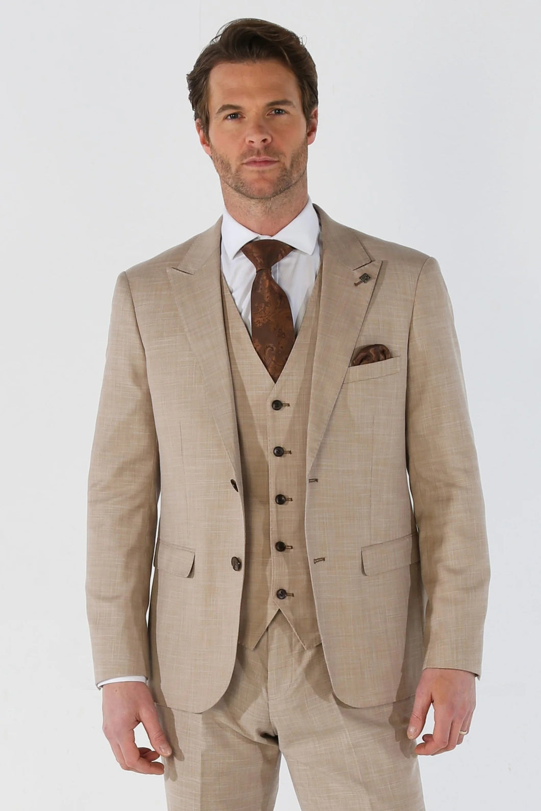 Kurt Beige 3 Piece Suit