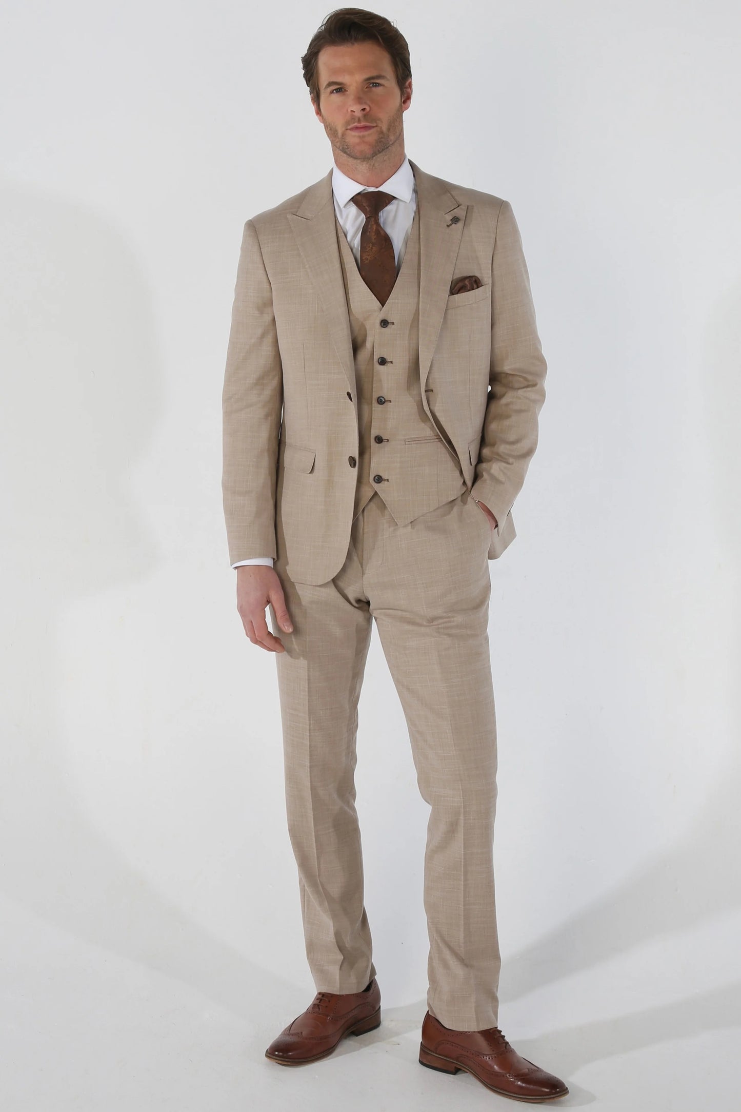Kurt Beige 3 Piece Suit