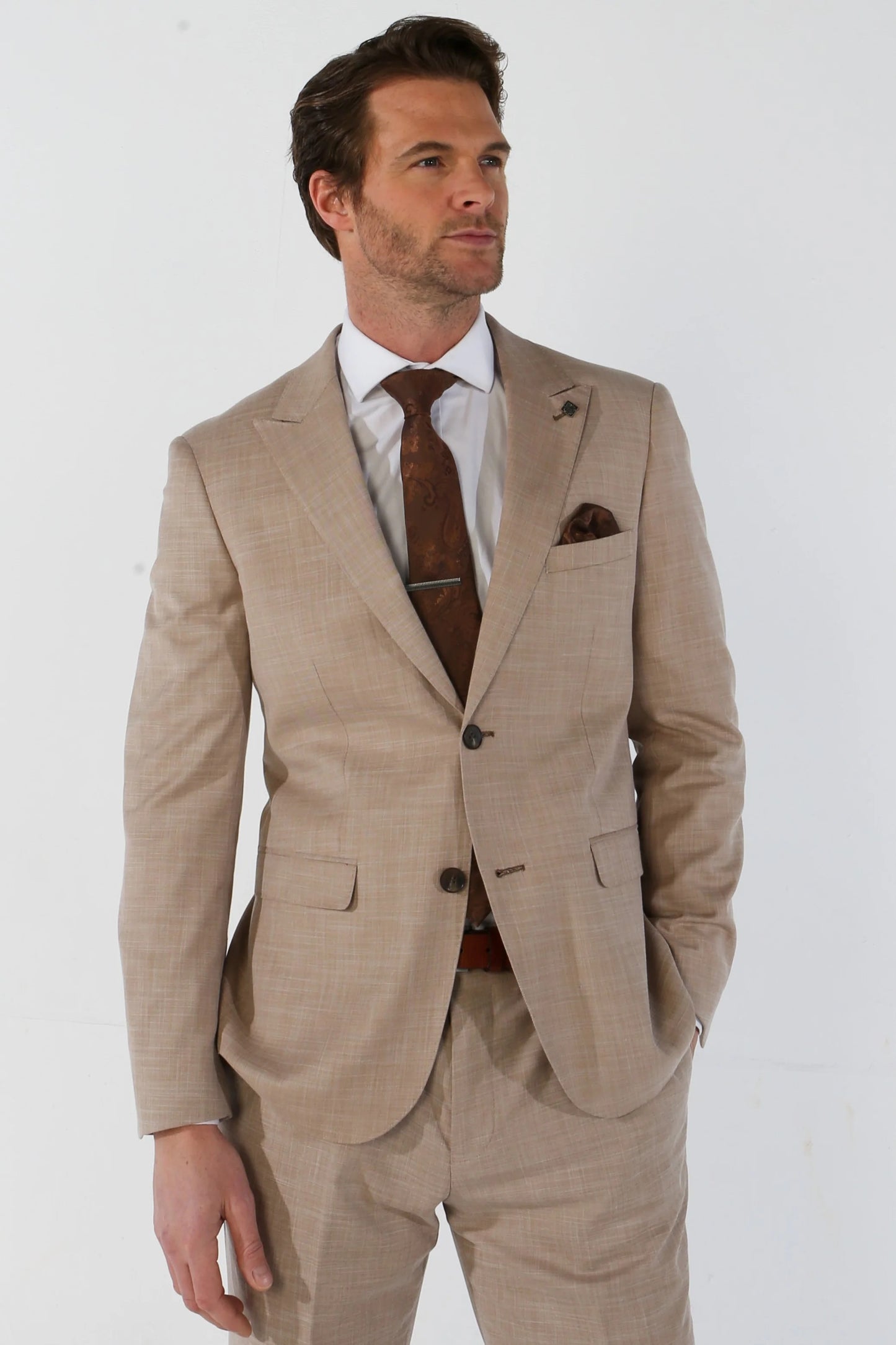 Kurt Beige 3 Piece Suit