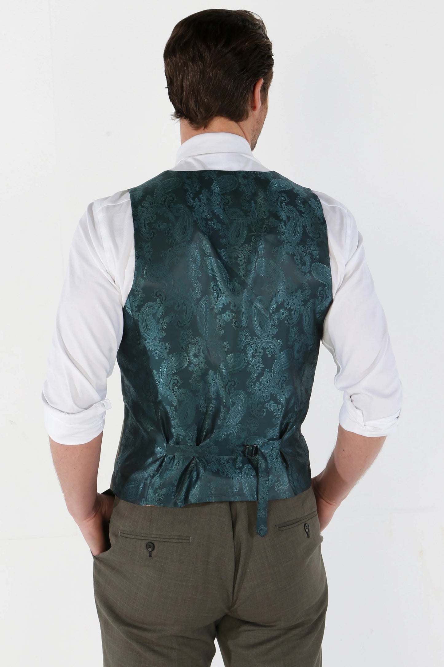 Sage Green Jacket & Waistcoat - Black Trousers