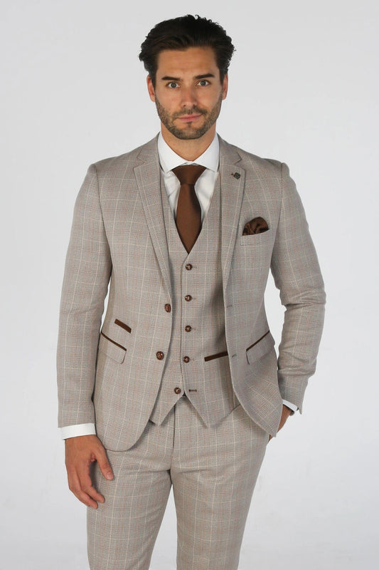 Leo Beige 3 Piece Suit