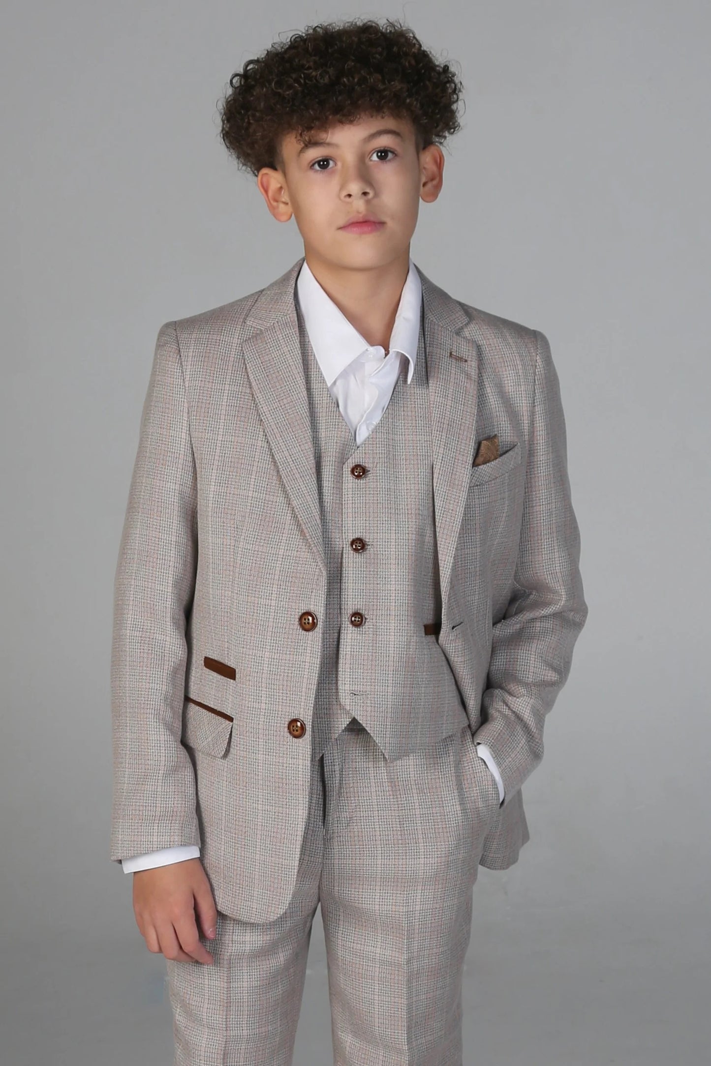 Boy's Leo Beige 3 Piece Suit