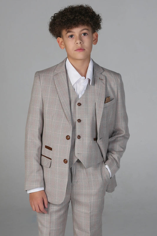 Boy's Leo Beige 3 Piece Suit