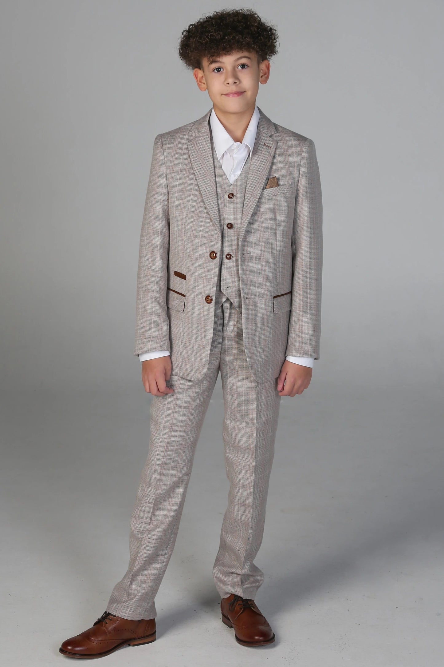 Boy's Leo Beige 3 Piece Suit
