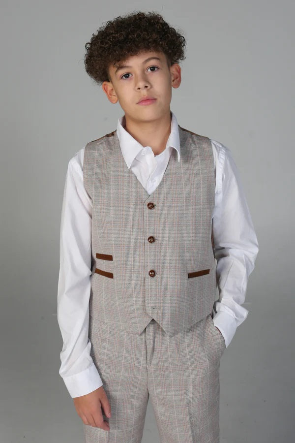 Boy's Leo Beige 3 Piece Suit