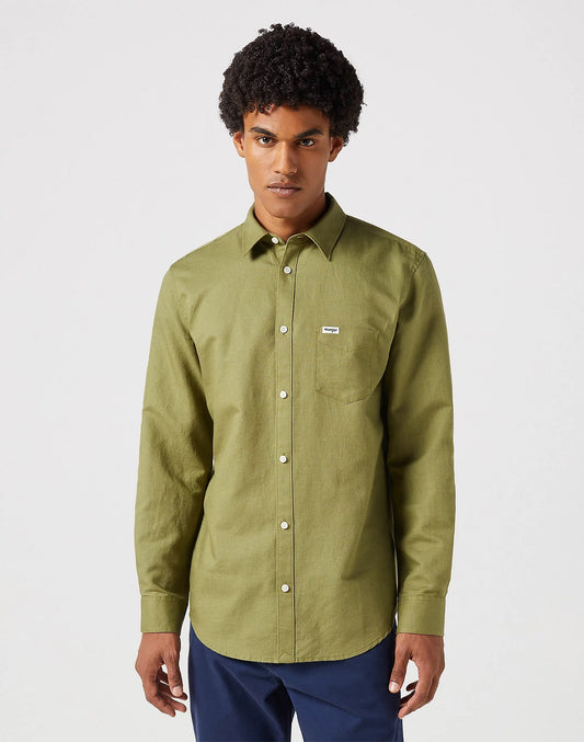 Wrangler long sleeve 1 pocket Capulet olive shirt