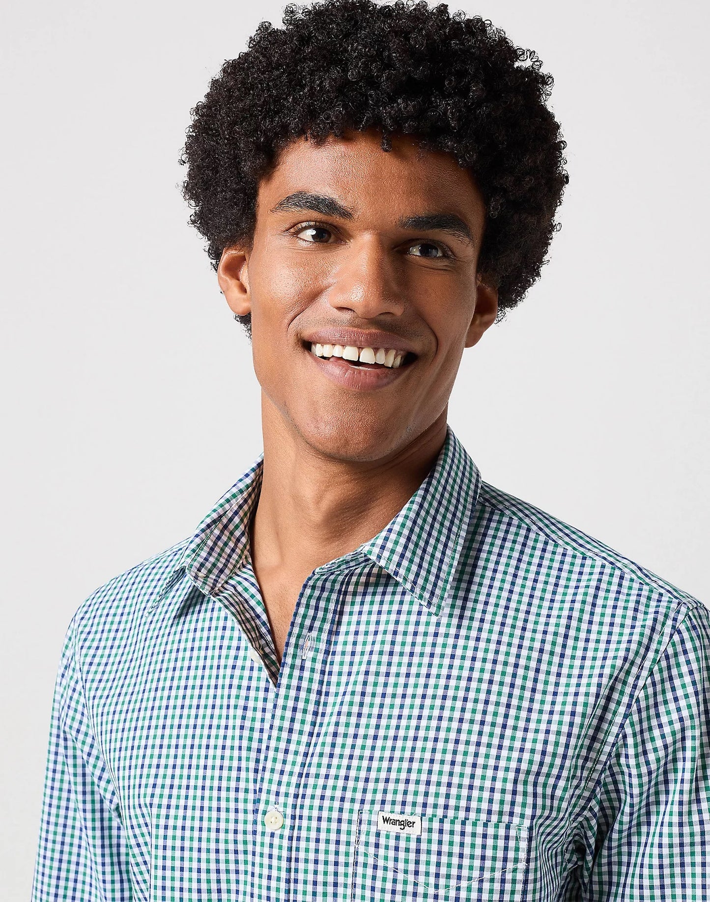 Wrangler long sleeve 1 pocket navy  and green shirt