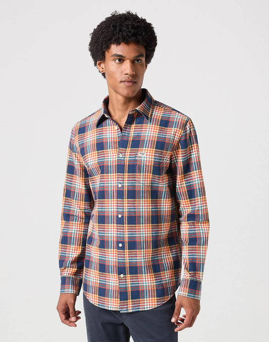 Wrangler long sleeve 1 pocket navy shirt