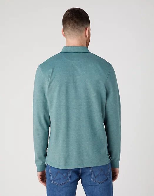 Wrangler Long Sleeve Refined Polo in Teal Green
