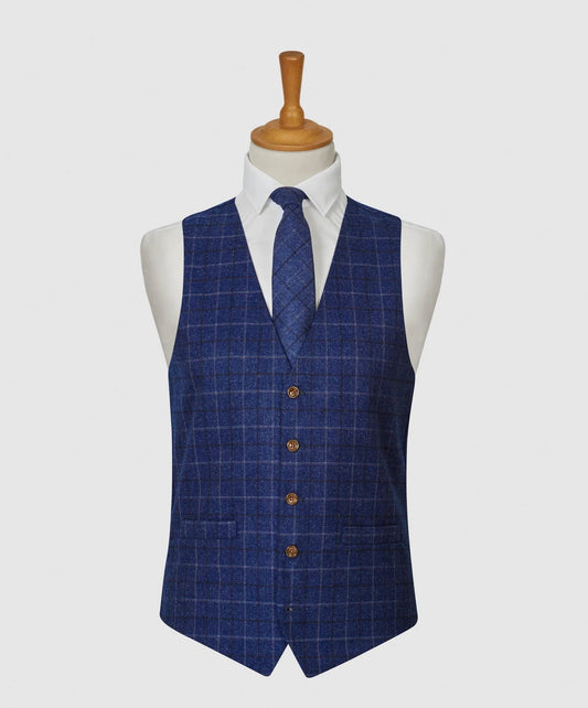 Overcheck waistcoat navy
