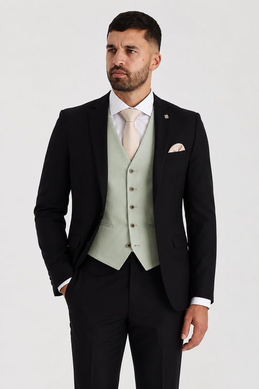 Parker Black with Belmont Sage Waistcoat