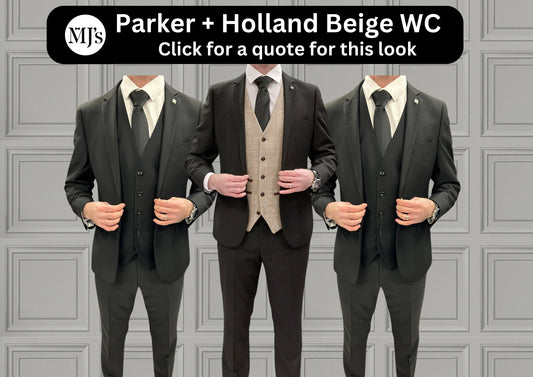 Parker with Holland Beige waistcoat + Parker Black Wedding Quotation