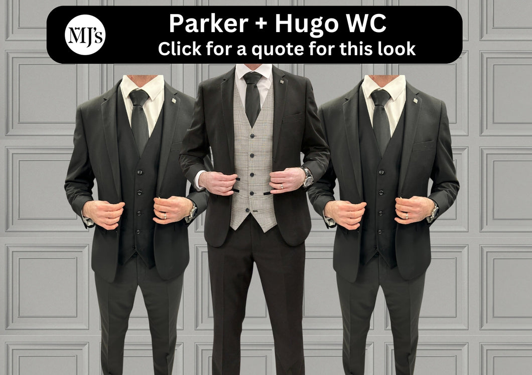 Parker Black with Hugo Waistcoat + Parker Black Hire Wedding Quotation