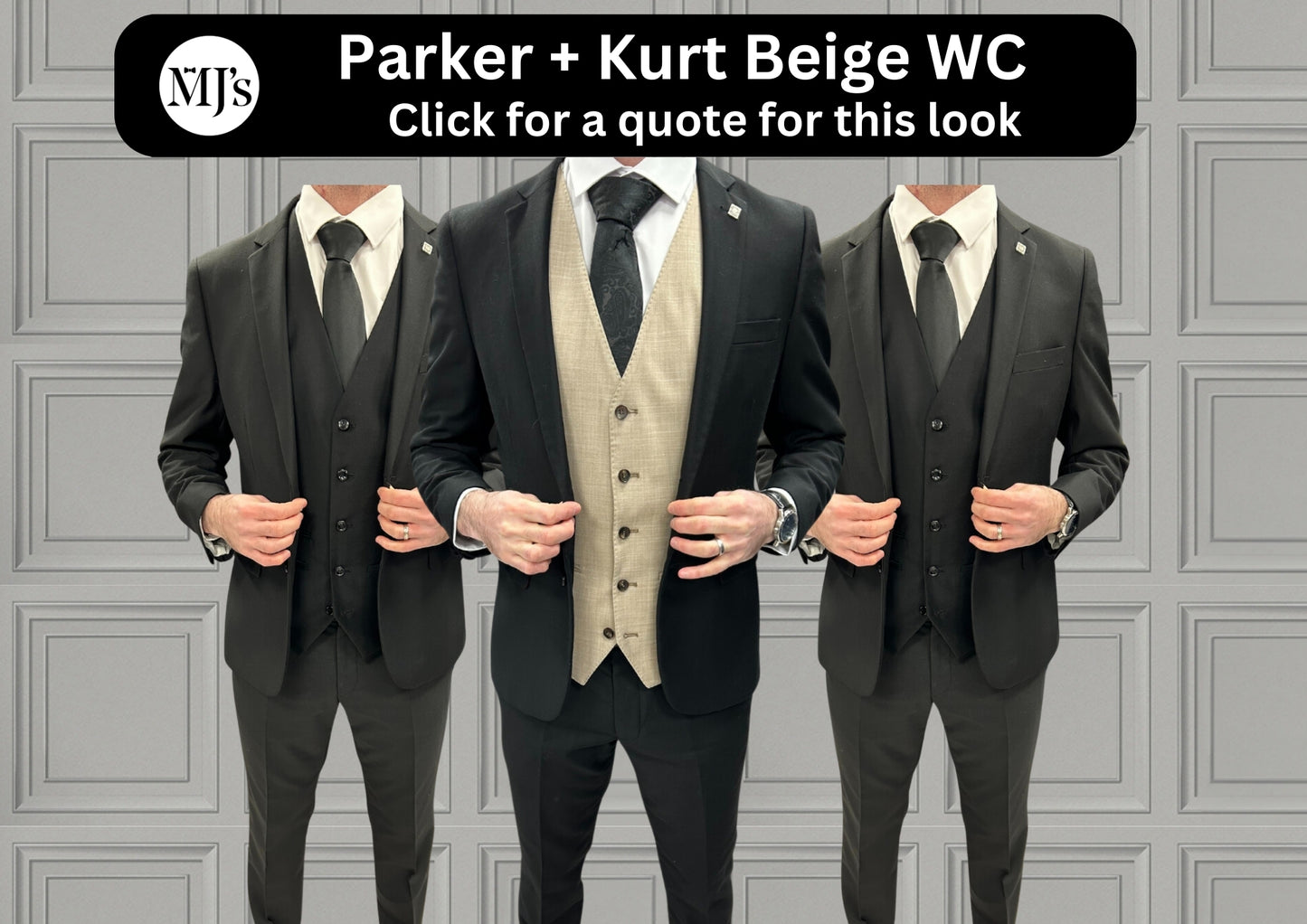 Parker Black with Kurt Beige Waistcoat + Parker Black Wedding Quotation