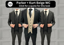 Load image into Gallery viewer, Parker Black with Kurt Beige Waistcoat + Parker Black Wedding Quotation
