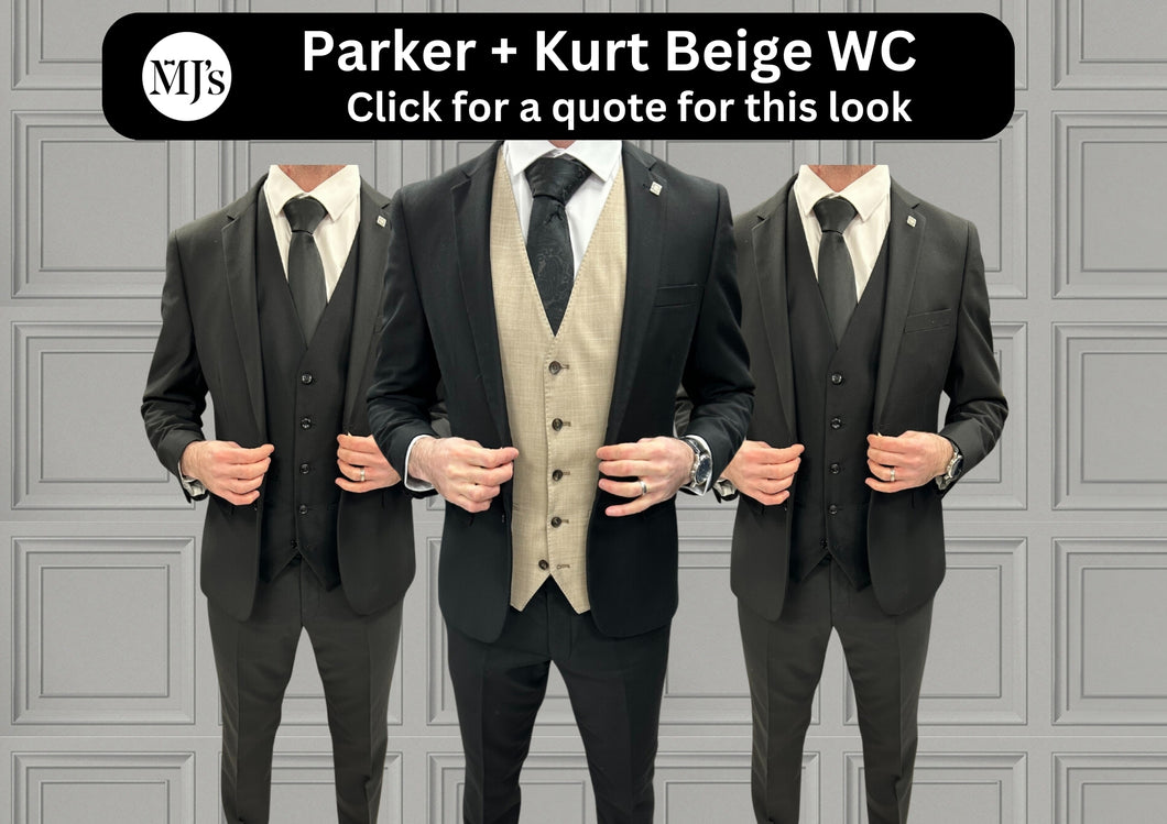 Parker Black with Kurt Beige Waistcoat + Parker Black Wedding Quotation