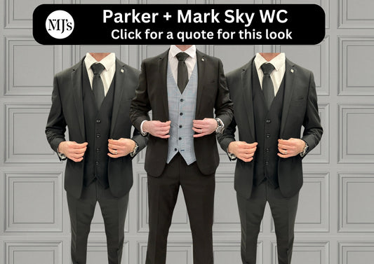 Parker Black with Mark Sky Waistcoat + Parker Black Hire Wedding Quotation