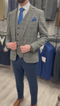 Load and play video in Gallery viewer, Harris Grey 3 Piece Suit With Navy Trousers
