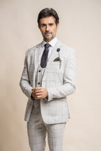 Load image into Gallery viewer, Radika Light Grey 3 Piece Suit With Navy Trouser
