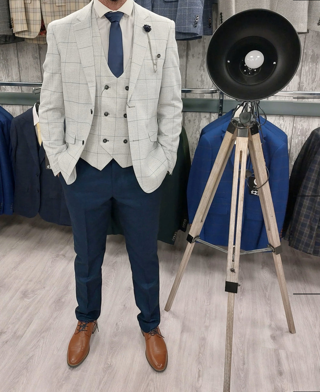 Radika 3 Piece Suit With Navy Trouser