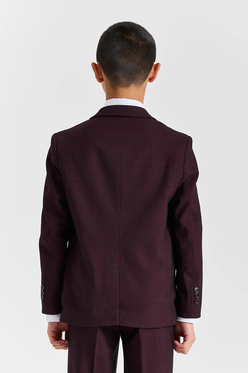 Boy's Regent Wine 3 Piece Suit