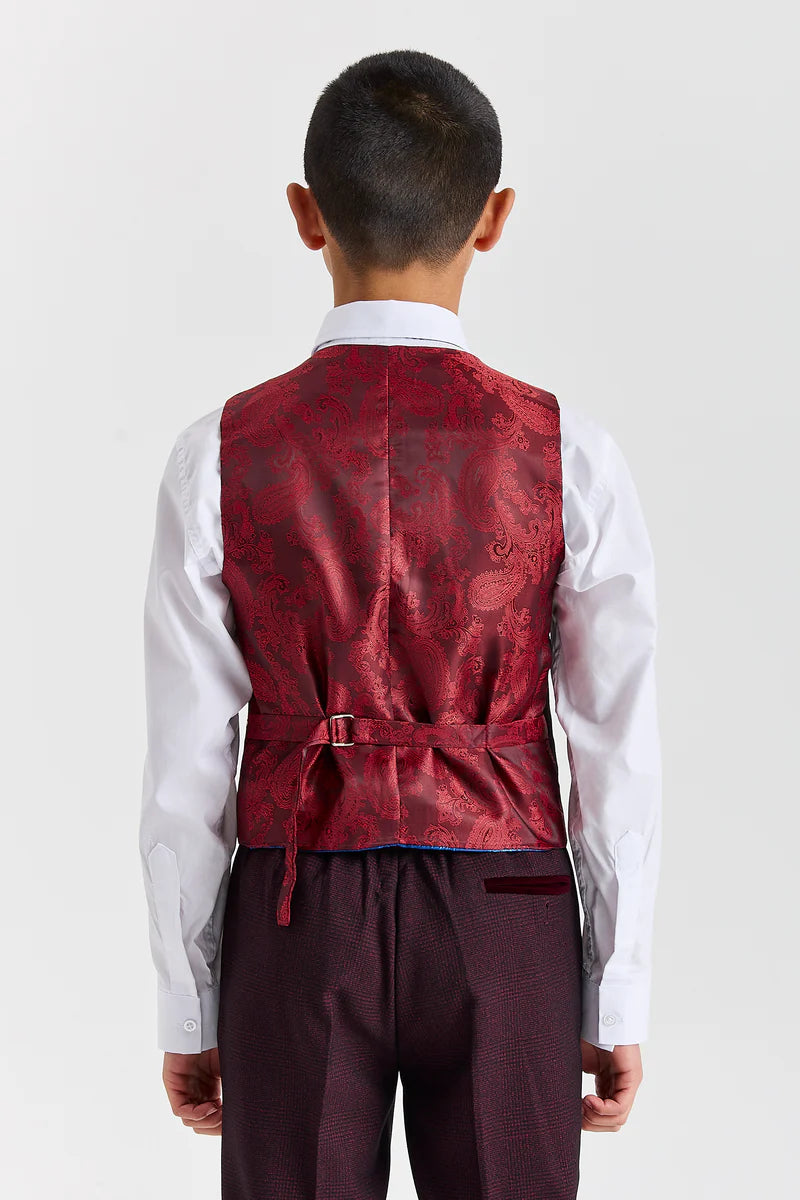 Boy's Regent Wine 3 Piece Suit