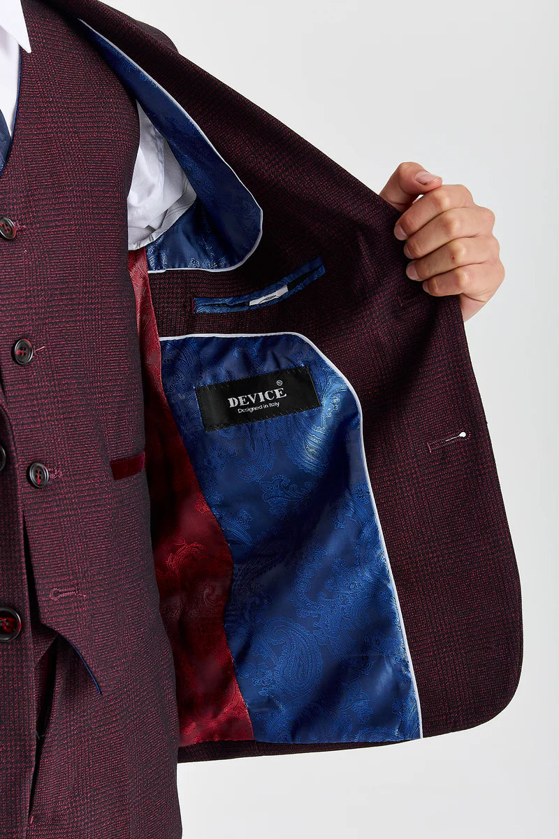 Boy's Regent Wine 3 Piece Suit