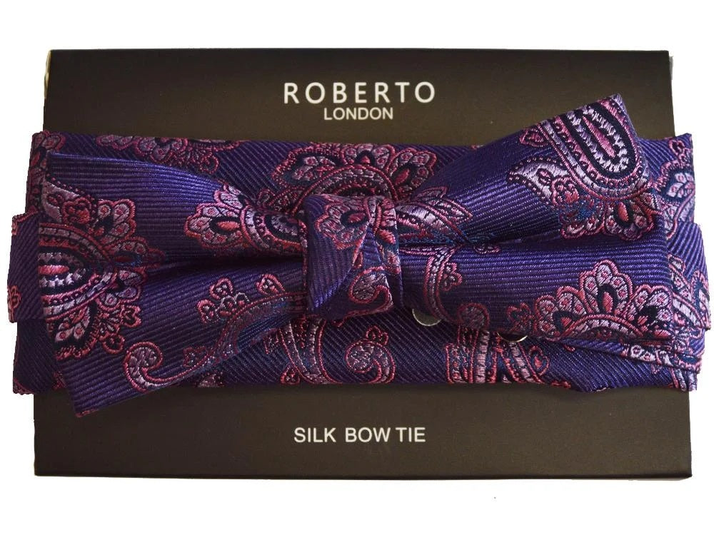 Slim Bow and hanky set paisley purple