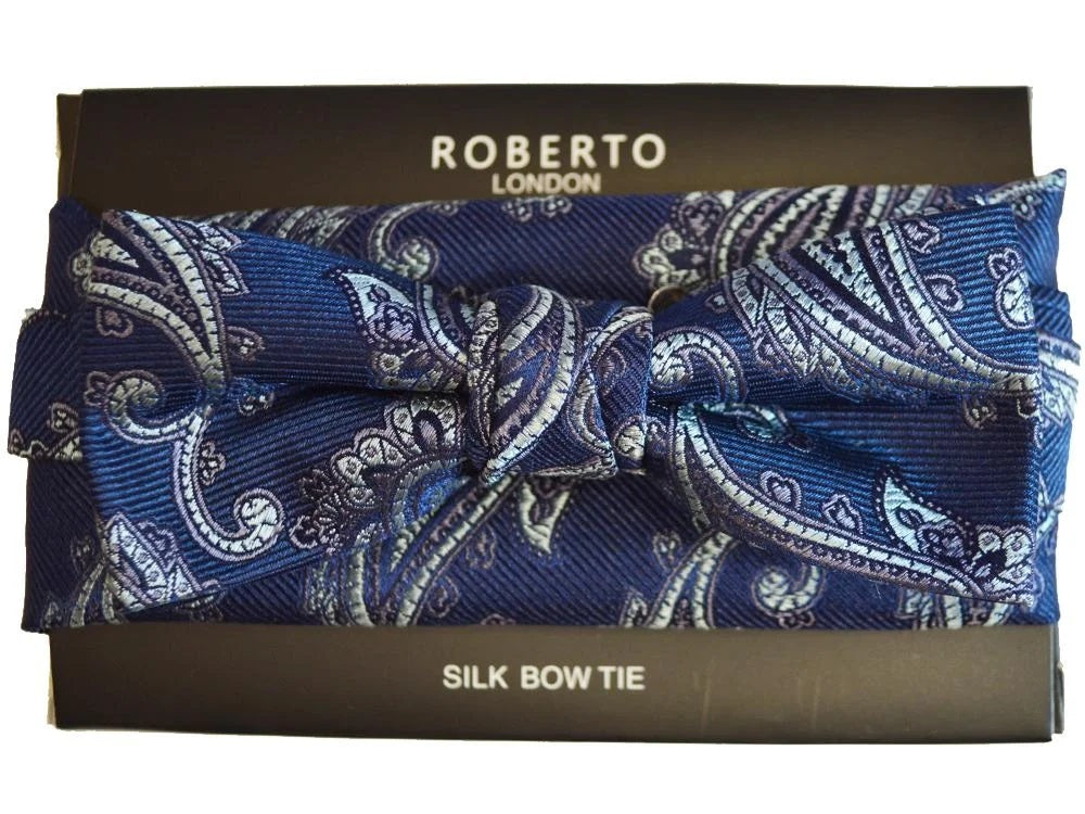 Bow and hanky set paisley navy