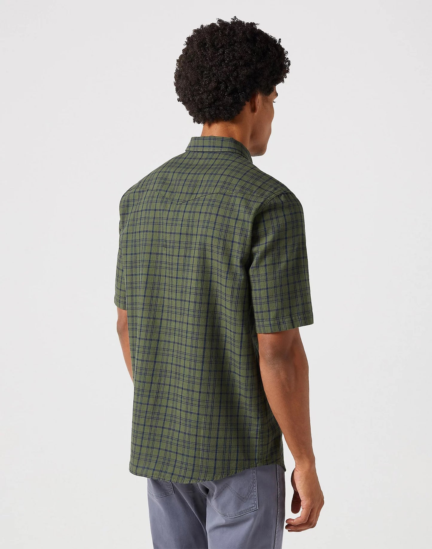 Wrangler short sleeve western green indigo shirt